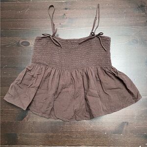 American Eagle Outfitters Brown Babydoll Tank w/ Detachable Straps